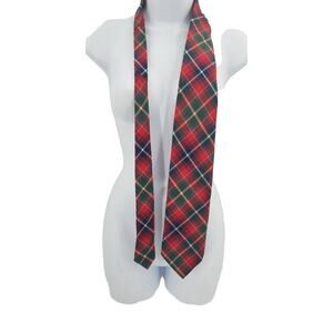 Pietro Di Roma Vintage Mens Necktie Tartan Plaid Red Green Blue 54" Tie